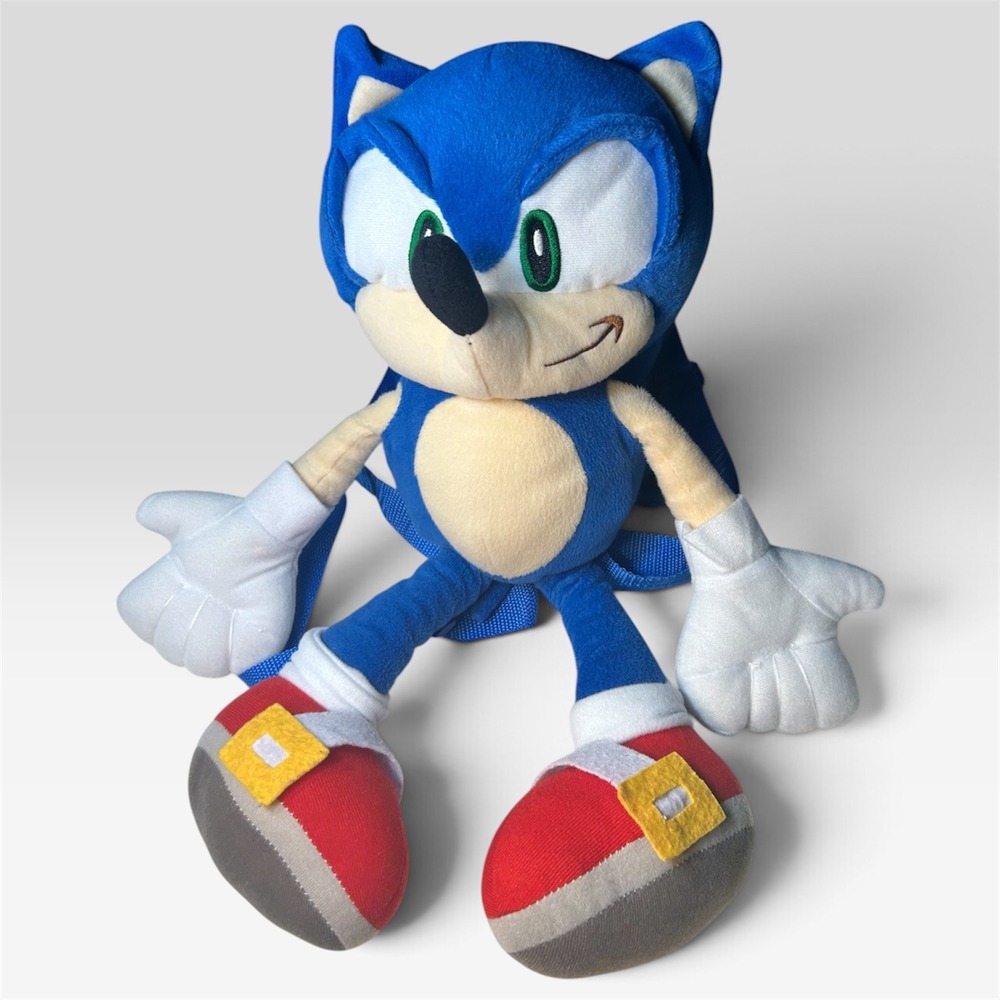 Sonic‎ the Hedgehog Plush Backpack Blue Sega Video Game Character Kids Bag
